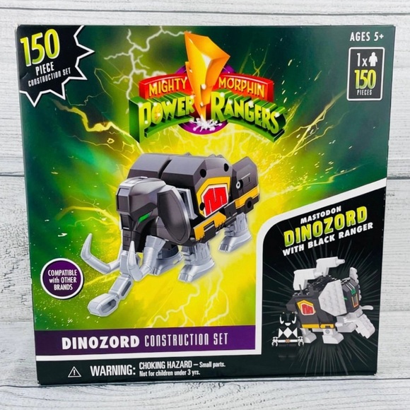 Power Rangers Mastodon Dinozord Articolato Da 20 Cm, Combinabile Per Formare Il Megazord, Con Spada E Scudo